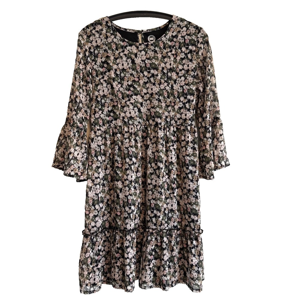 Womens Floral Tiered Bell Sleeve Dress XXL Cottagecore Peasant Fairy Boho